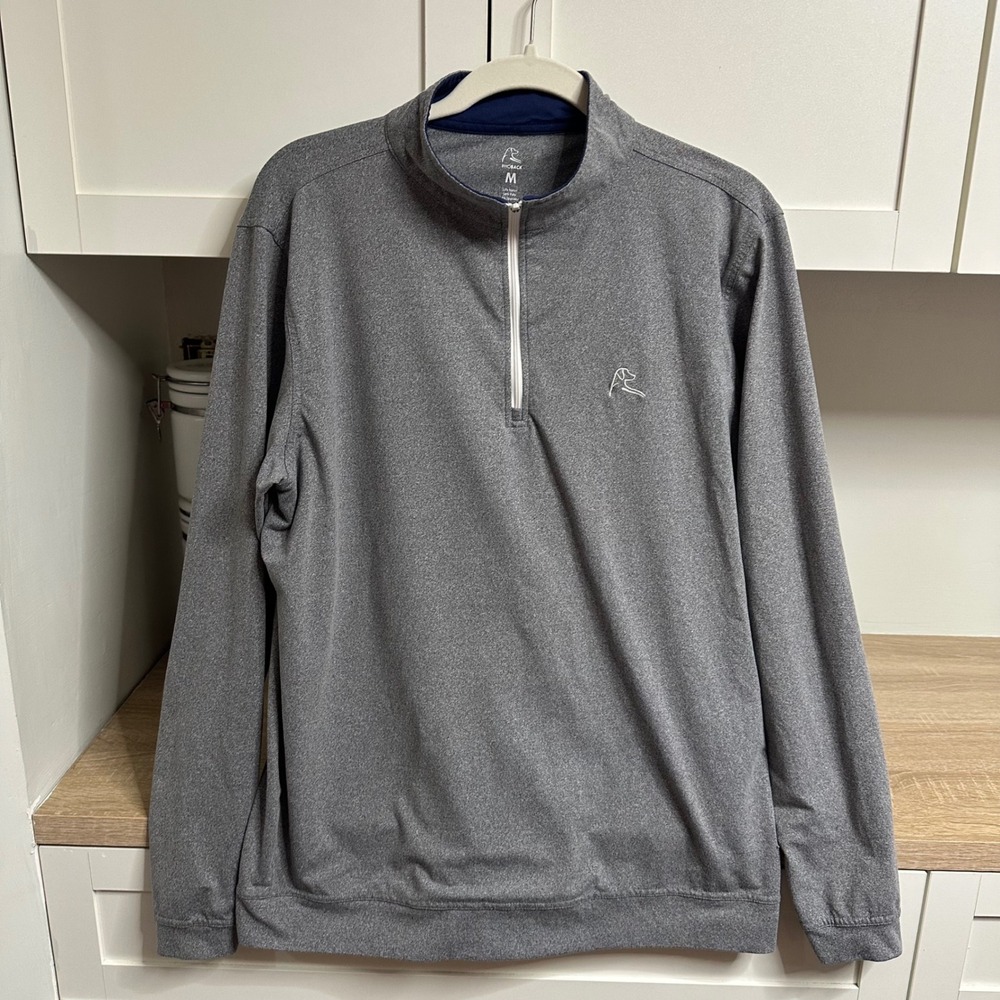 Rhoback Quarter Zip Pullover Mens Medium Gray Performance Stretch Logo
